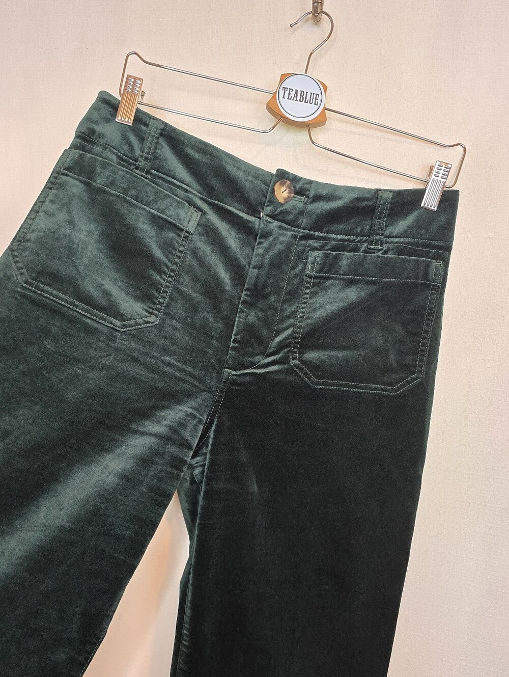 Maeve The Colette Green Velvet Wide Leg Pants Size 29 High Rise Anthropologie - Picture 9 of 15
